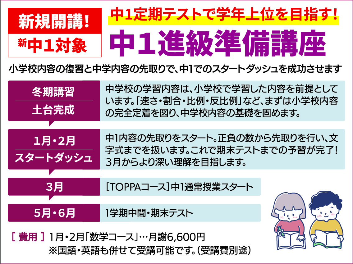 中1進級準備講座